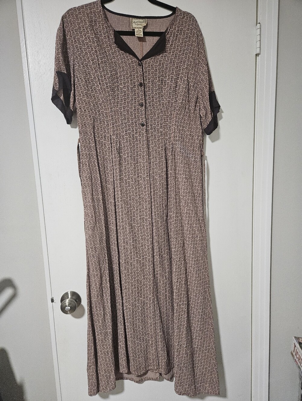 April Cornell Vintage Floral Midi Dress M Mauve Brown Cottagecore 90s